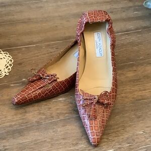 Joseph Azagury Croc-Embossed Leather Kitten Heels